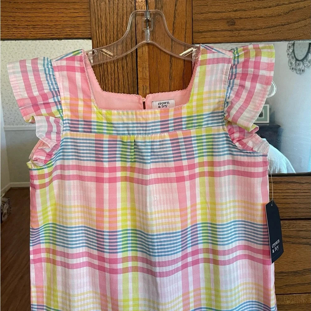 Girls Size 14 Plaid Pastel Dress